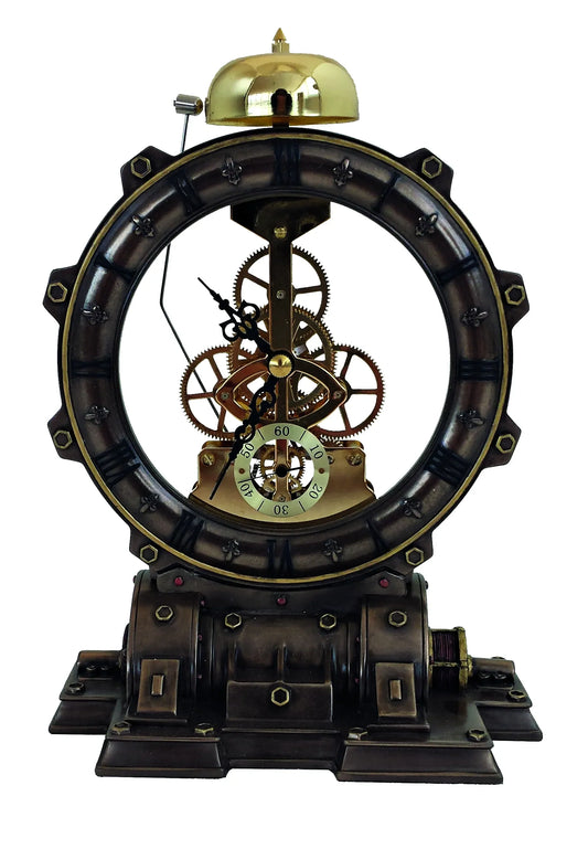 Steampunk ketyegő óra bronz bevonatú szobor