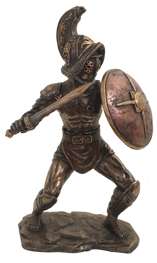 Gladiátor Glaudiusszal és Parmával bronz bevonatú szobor