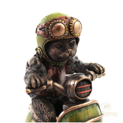 Steampunk macska robogón bronz bevonatú szobor - MODIANO