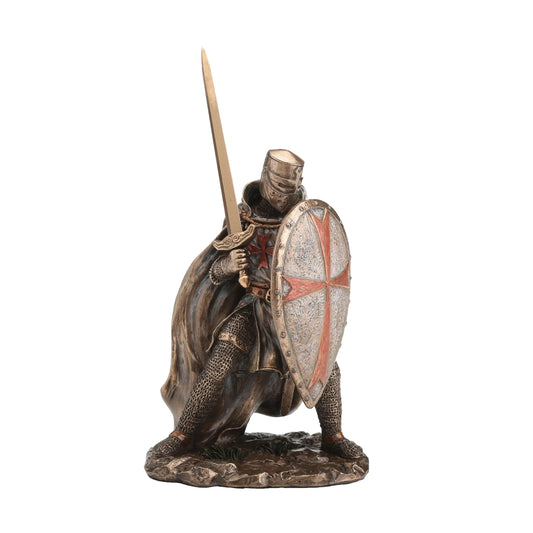 Kék templomos harcos bronz bevonatú szobor