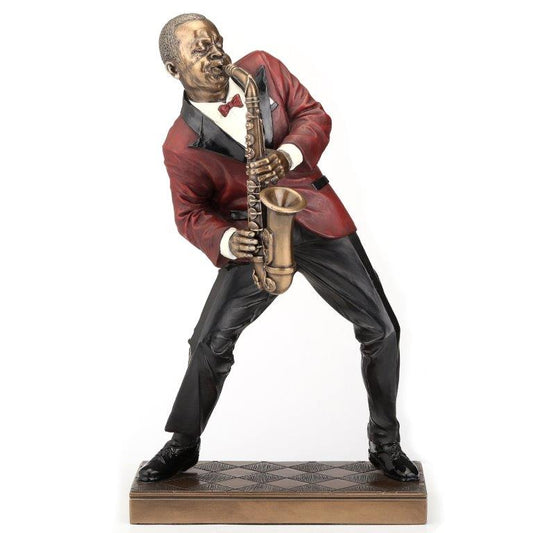Szaxofonos jazz zenész bronz bevonatú szobor