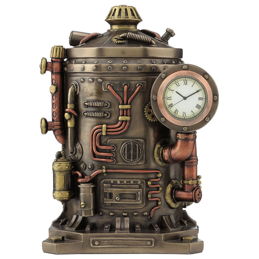 Steampunk fedeles tároló órával bronz bevonatú