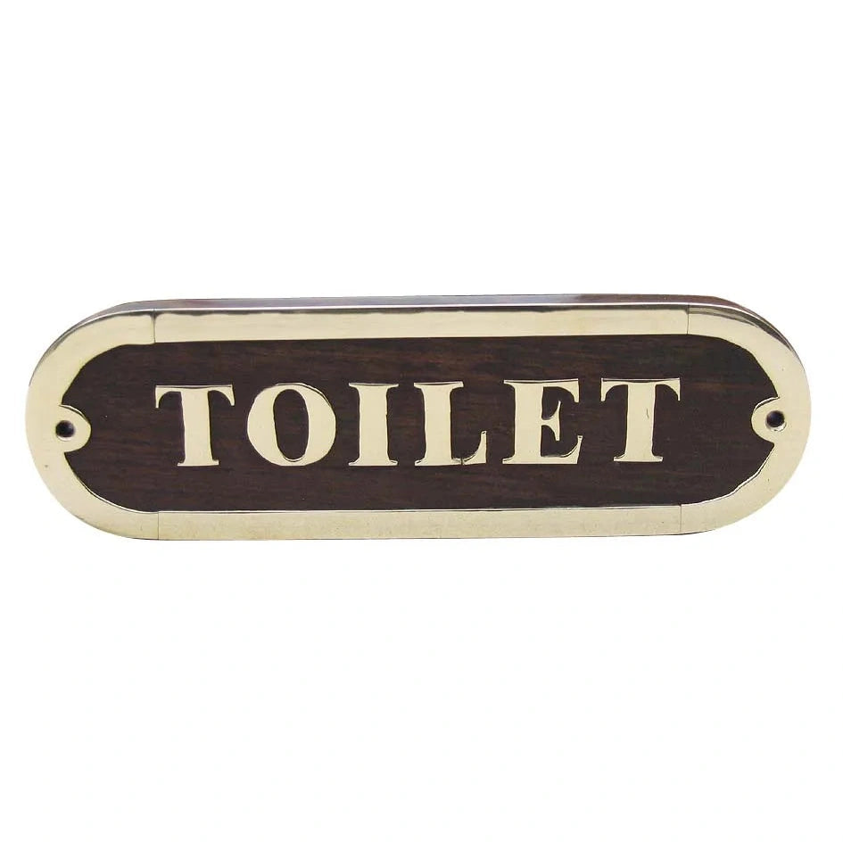 Ajtónévtábla - Toilet fa/réz, 16,5x5cm