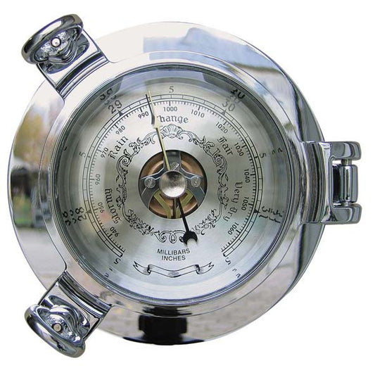 Barométer krómozott hajóablakban, Ø: 14 cm