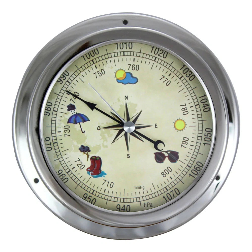 Barométer, krómozott, színes számlapos, Ø: 14,5/10 cm, m: 4,2 cm