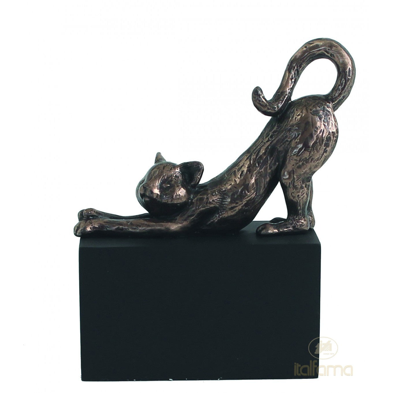 Bronzírozott műgyanta szobor – Macska, M: 11 cm