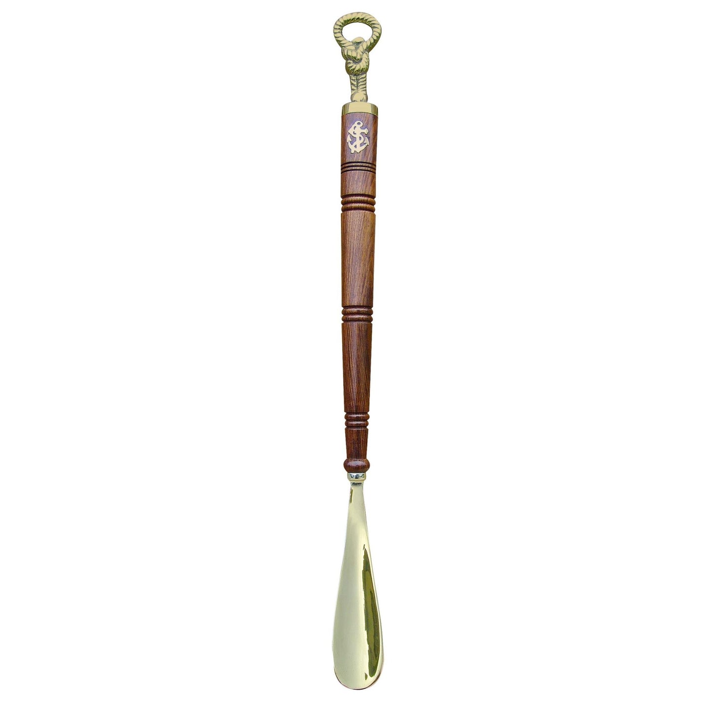 Cipőkanál, extra hosszú, sárgaréz/fa, h: 62 cm - MODIANO
