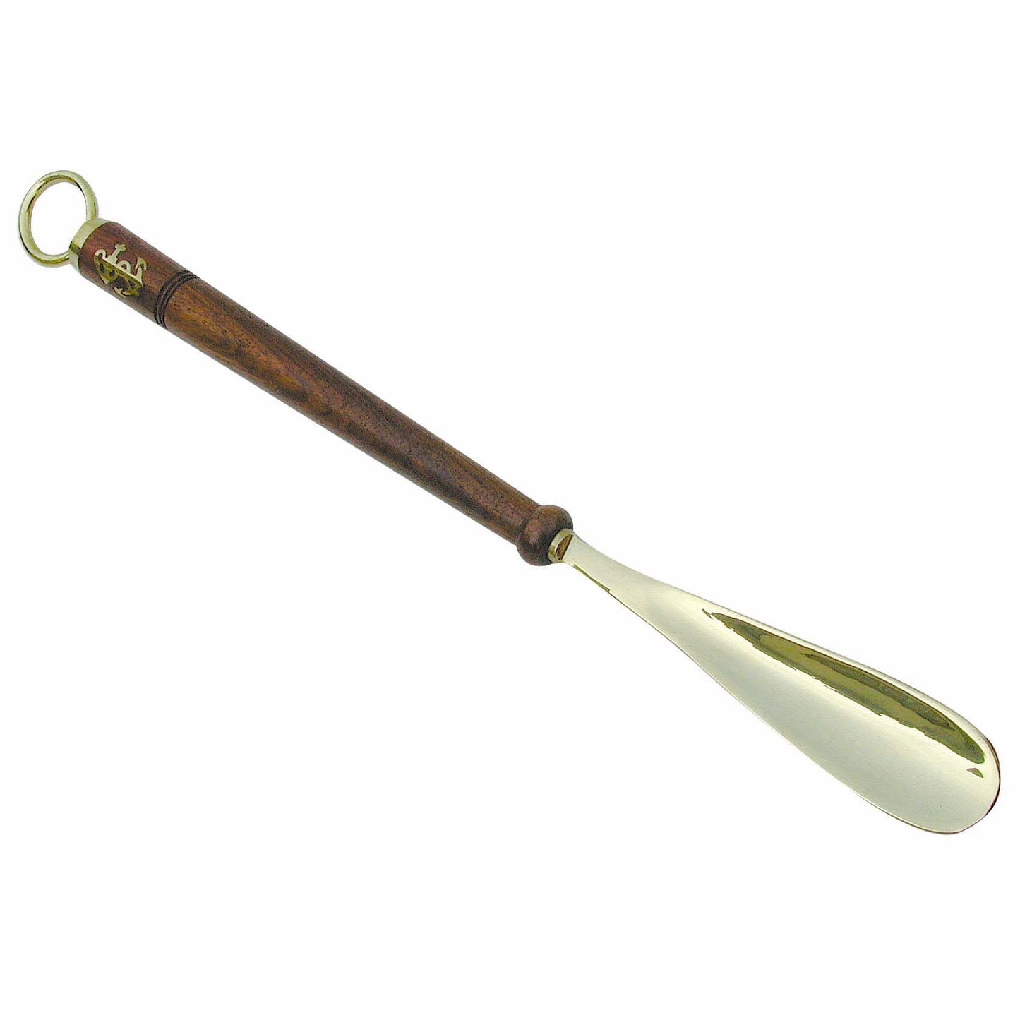 Cipőkanál, fa/réz, h: 47 cm