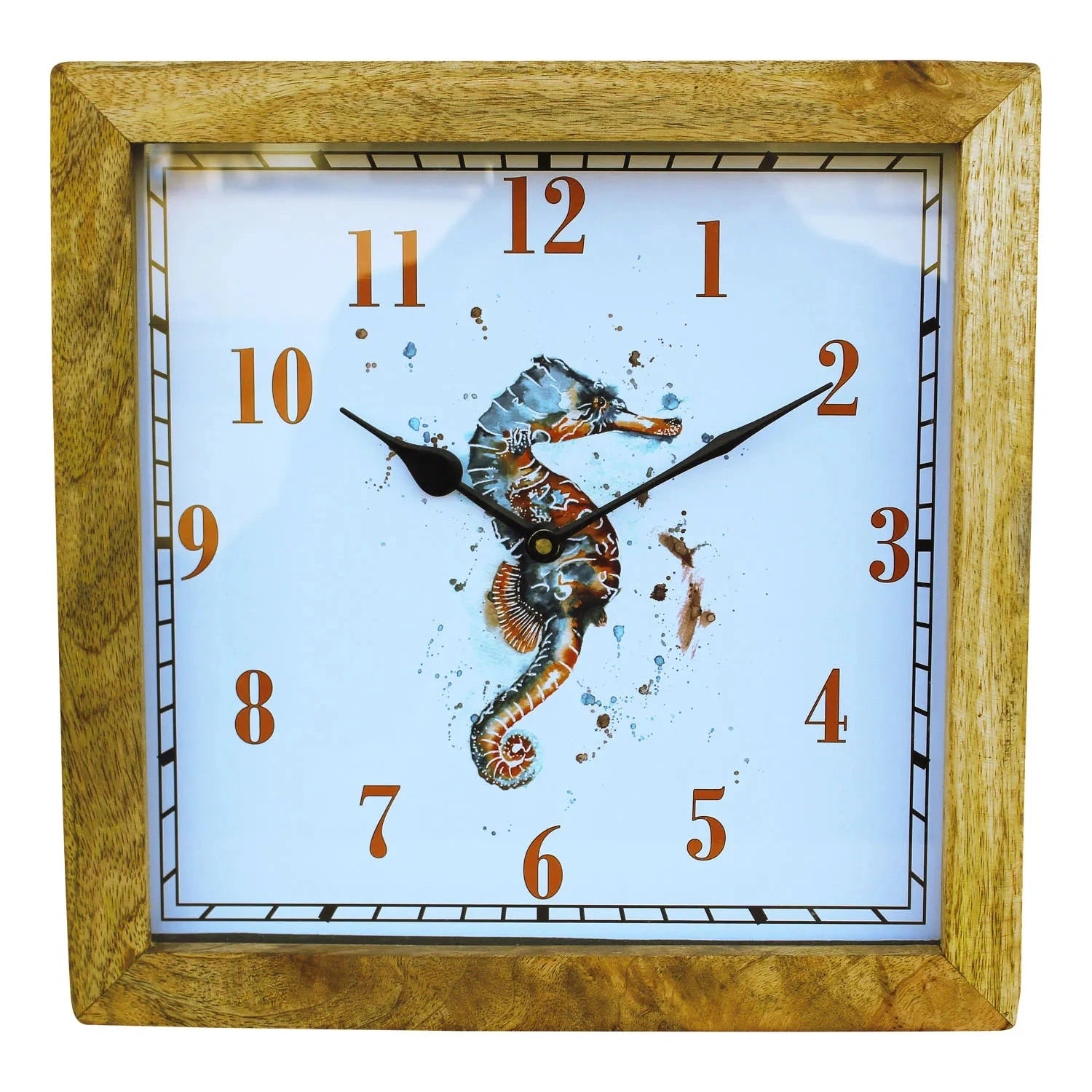 Falióra - Tengeri csikó, mangófa, elemes használatra, 30,5x30,5x6,5cm