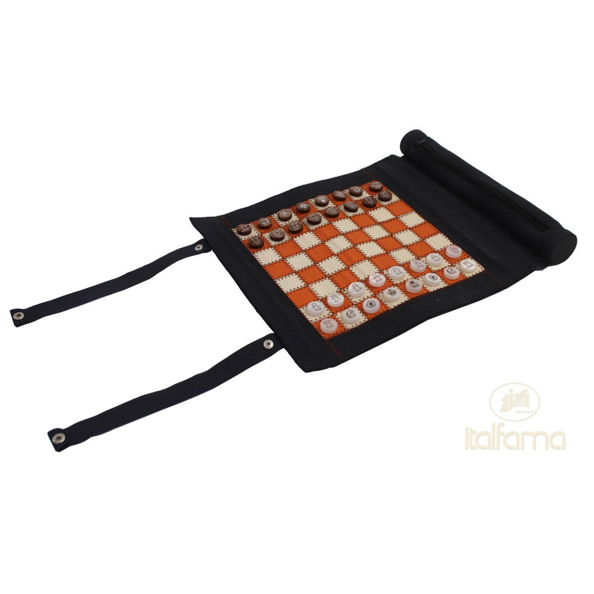 Feltekerhető többjátékos készlet (sakk-, dáma- és backgammon készlet)