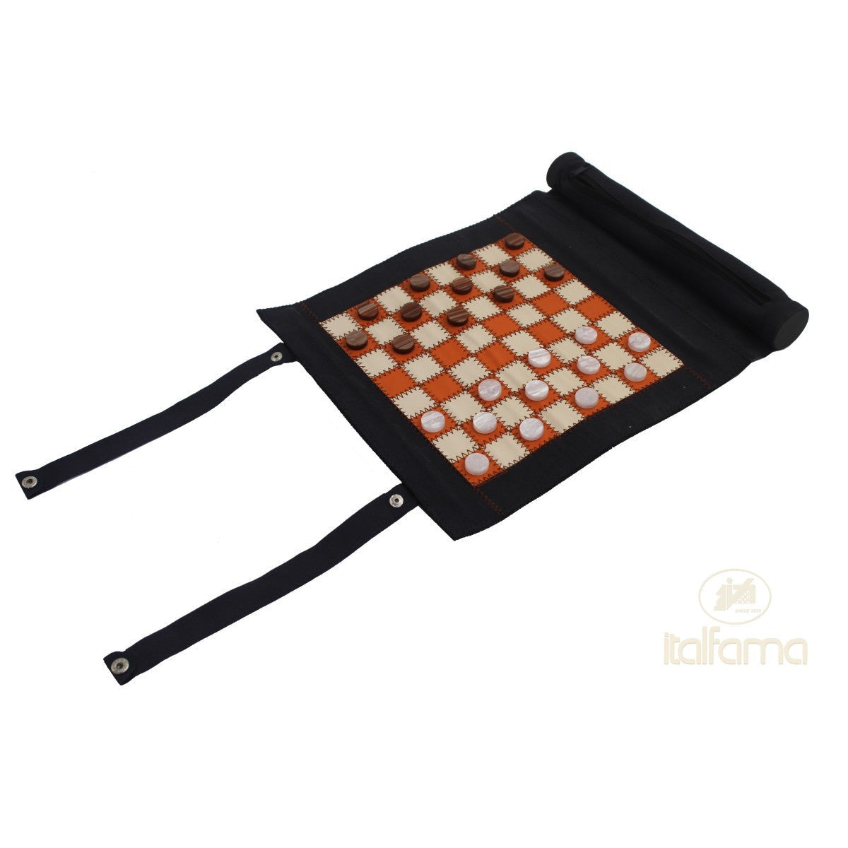 Feltekerhető többjátékos készlet (sakk-, dáma- és backgammon készlet)