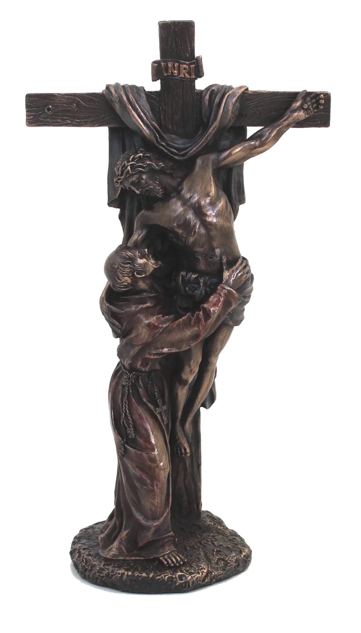 Feszület Assisi Szent Ferenccel bronz bevonatú szobor - MODIANO