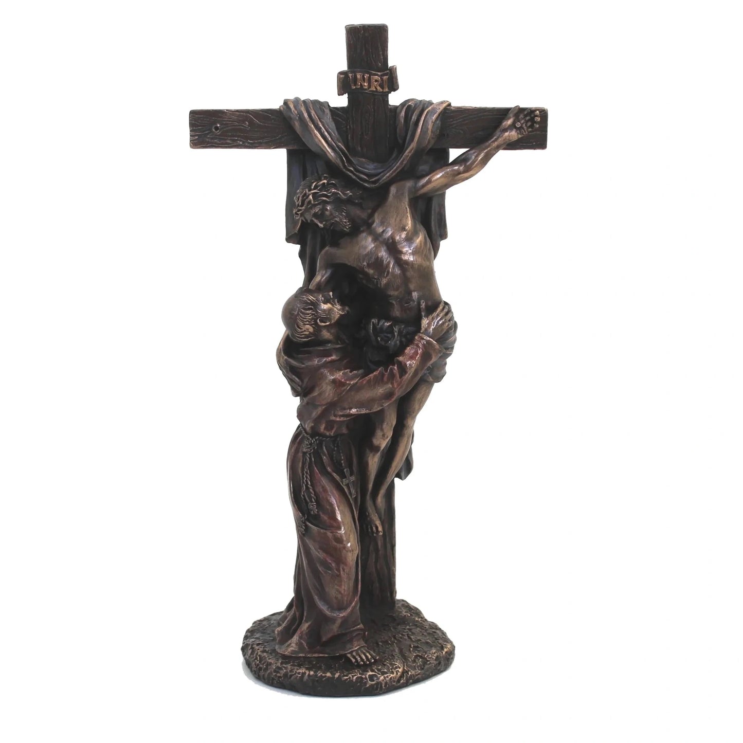 Feszület Assisi Szent Ferenccel bronz bevonatú szobor - MODIANO