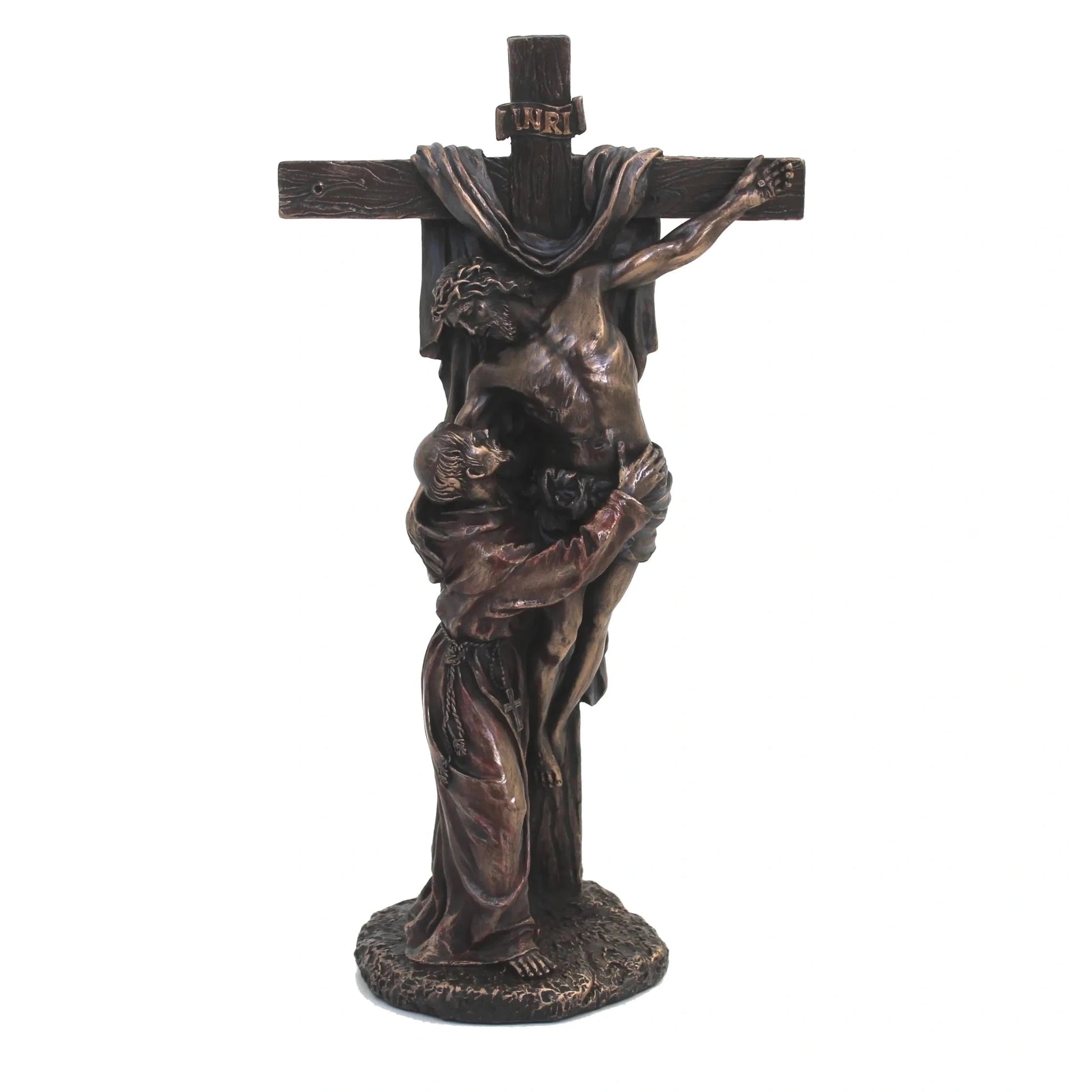 Feszület Assisi Szent Ferenccel bronz bevonatú szobor - MODIANO