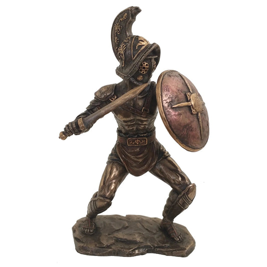 Gladiátor Glaudiusszal és Parmával bronz bevonatú szobor - MODIANO