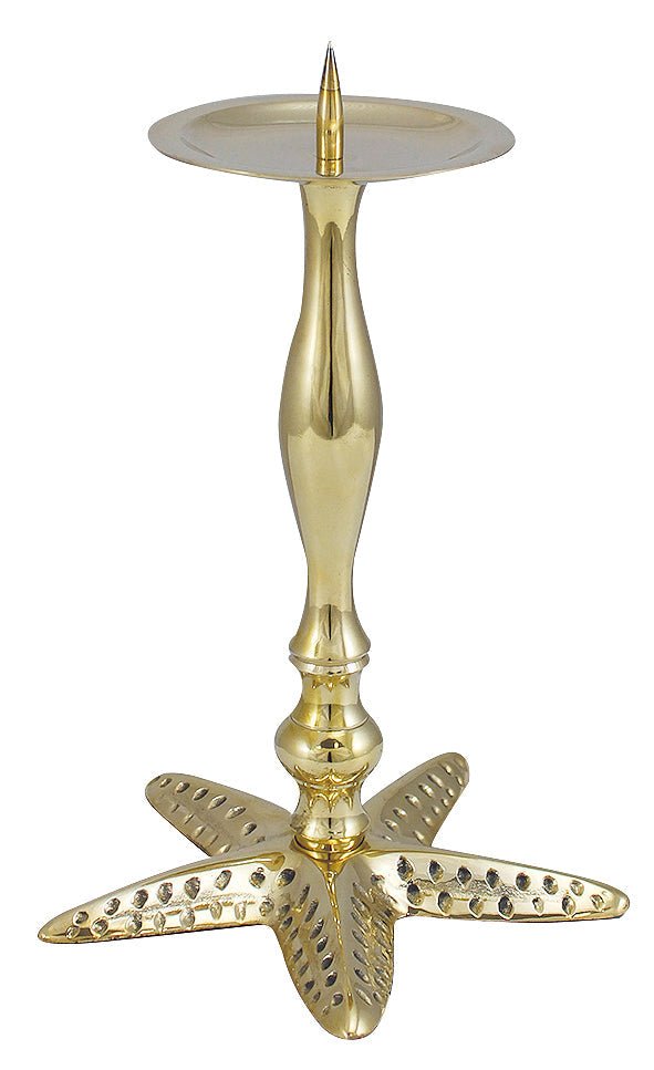 Gyertyatartó oszlopállvány - Tengeri csillag, réz, m: 23cm, átmérő: 15/9cm - MODIANO