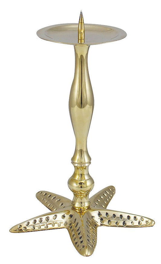 Gyertyatartó oszlopállvány - Tengeri csillag, réz, m: 23cm, átmérő: 15/9cm - MODIANO