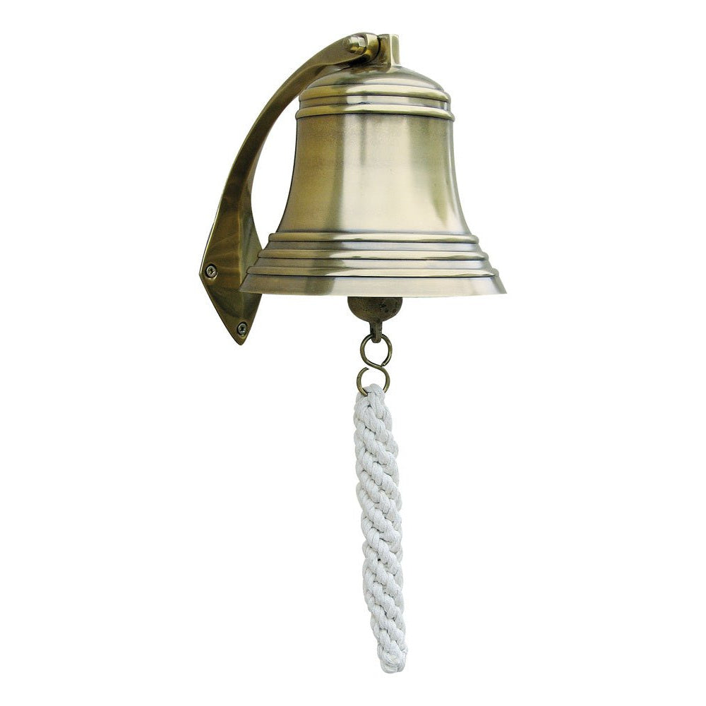 Hajóharang, antik sárgaréz, akasztóval és kötéllel, 1,5 kg, Ø: 15 cm - MODIANO
