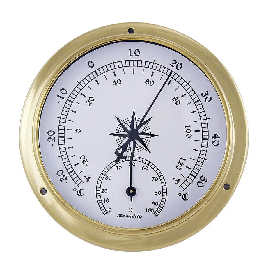 Hő-/Páratartalom-mérő, réz, Ø: 11,5/9cm, m: 3,4cm