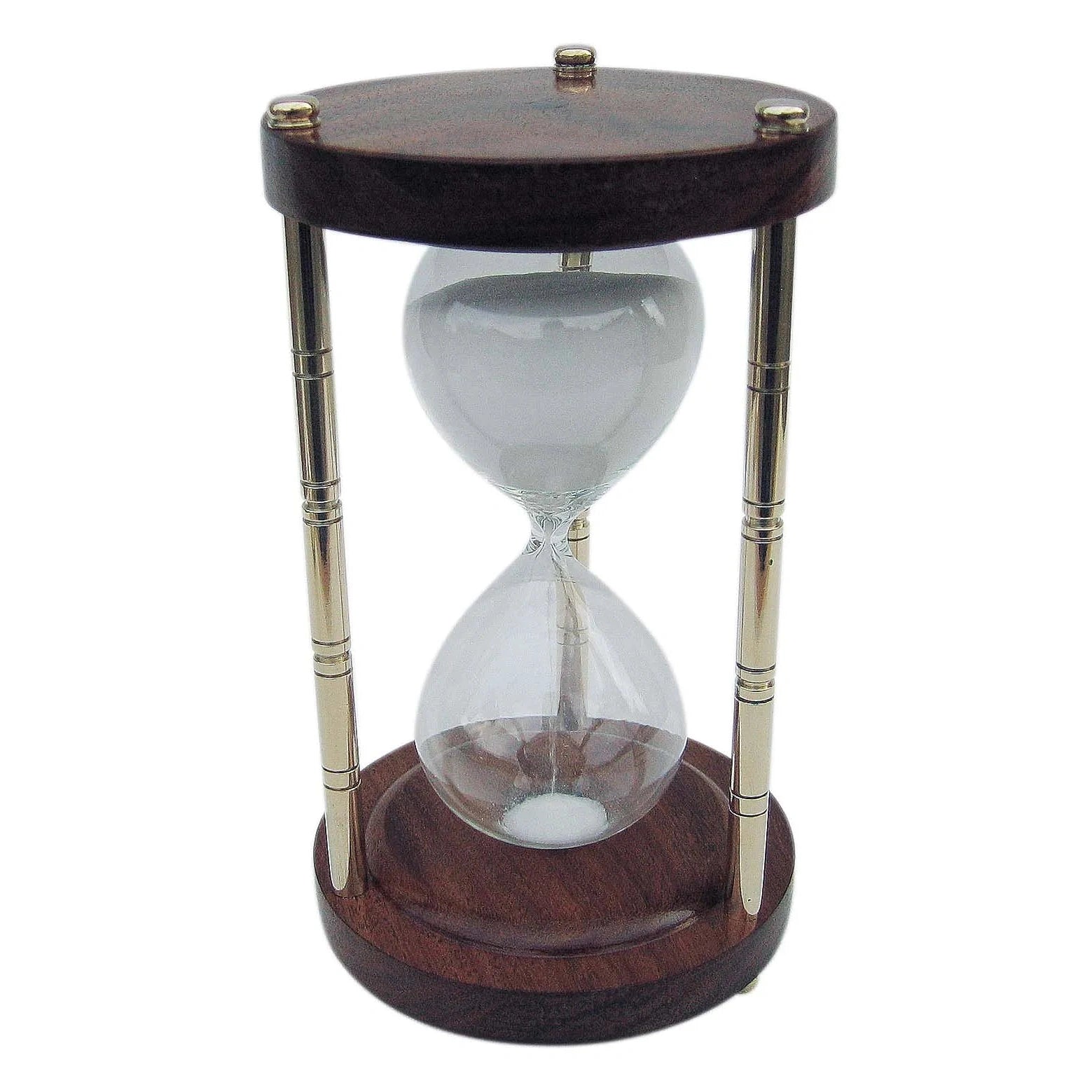 Homokóra, 3 oszlop, réz/fa, kb. 30 perc, m: 17,5 cm, ø: 10 cm