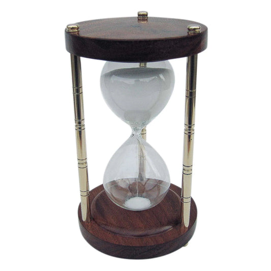 Homokóra, 3 oszlop, réz/fa, kb. 30 perc, m: 17,5 cm, ø: 10 cm