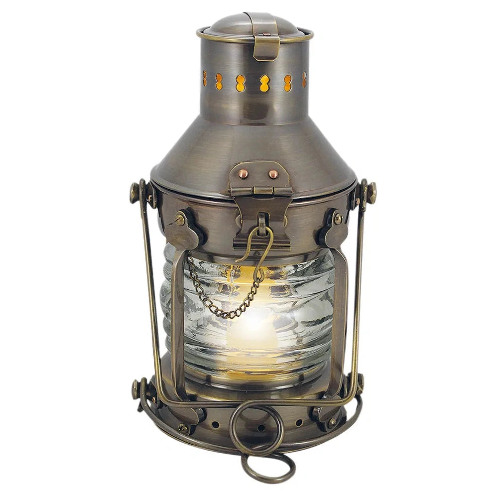Horgonylámpa, antik sárgaréz, elektromos 230v, m: 24cm, átmérő: 12cm