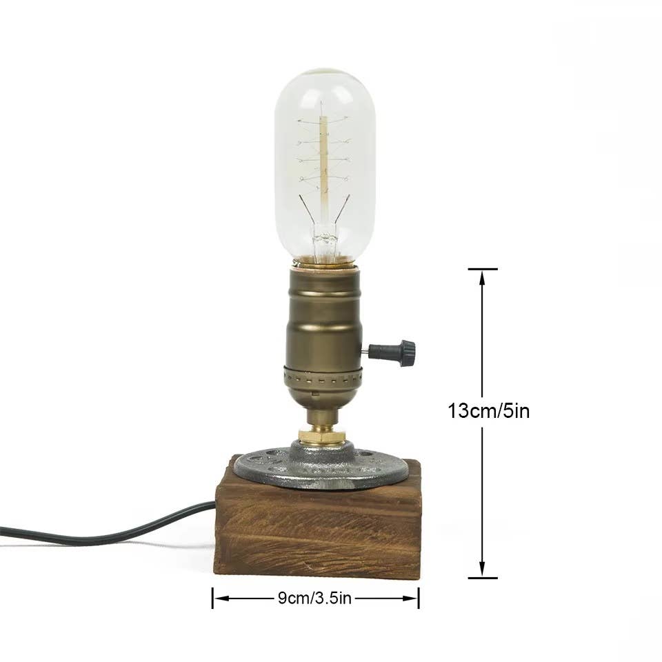 Industrial LED asztali lámpa fa talppal - MODIANO