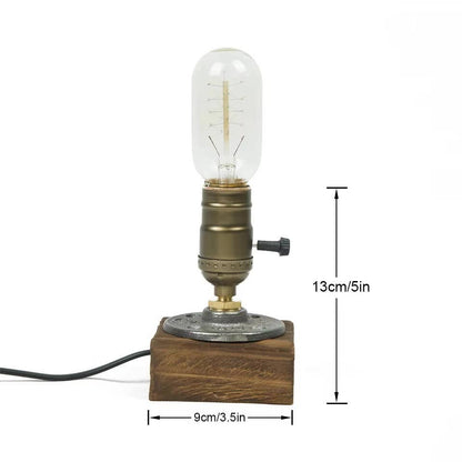 Industrial LED asztali lámpa fa talppal - MODIANO