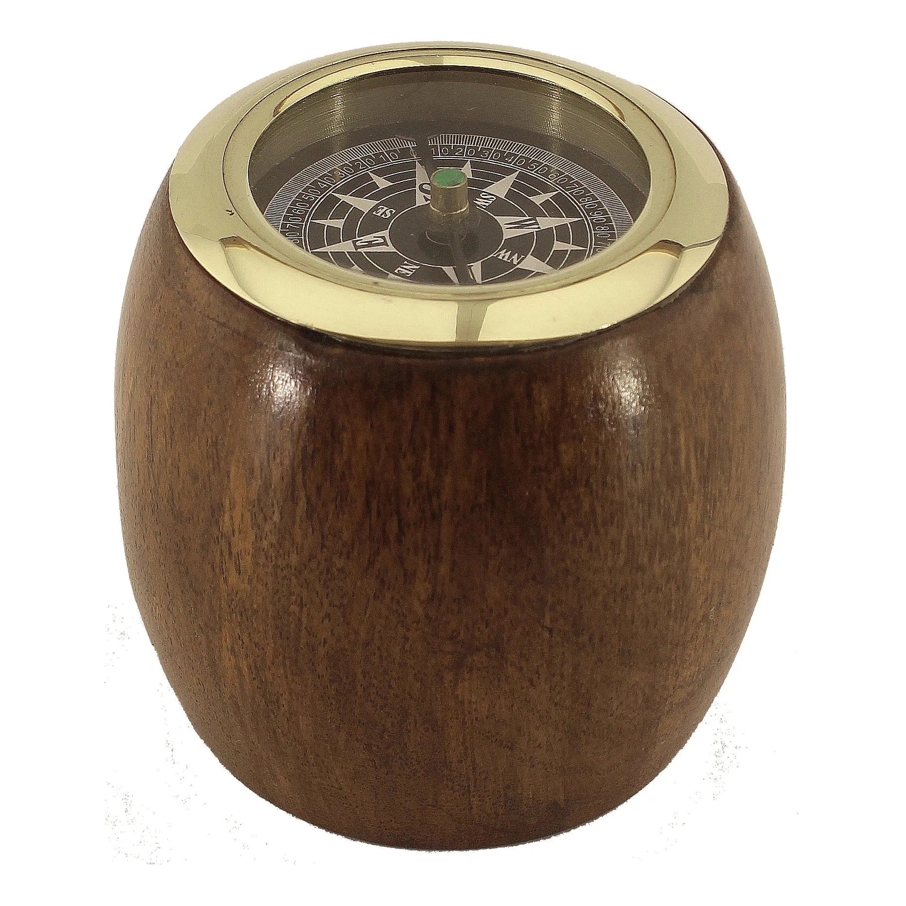 Iránytű, réz akácfában, Ø: 7cm, m: 6,5cm