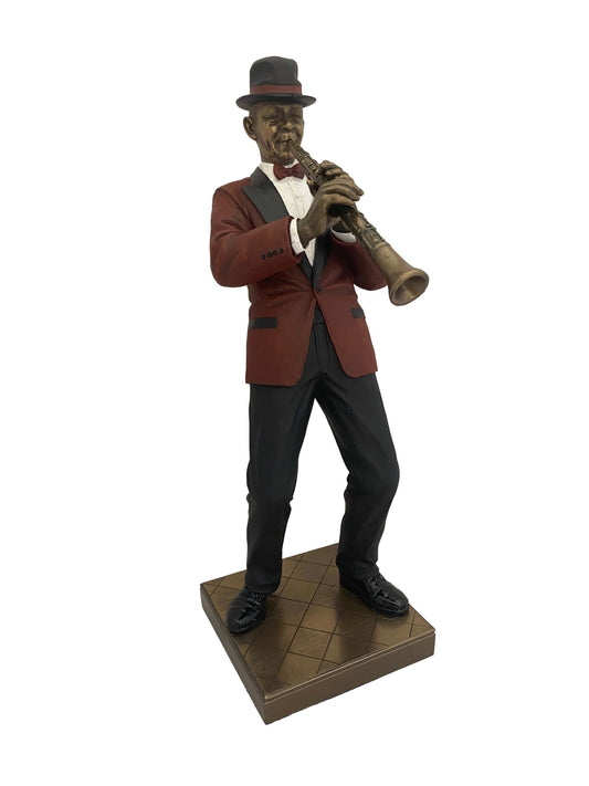 Klarinétos jazz zenész bronz bevonatú szobor - MODIANO