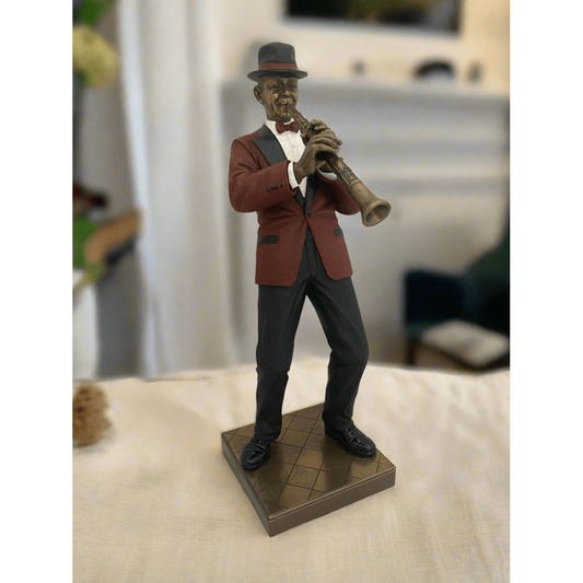 Klarinétos jazz zenész bronz bevonatú szobor - MODIANO