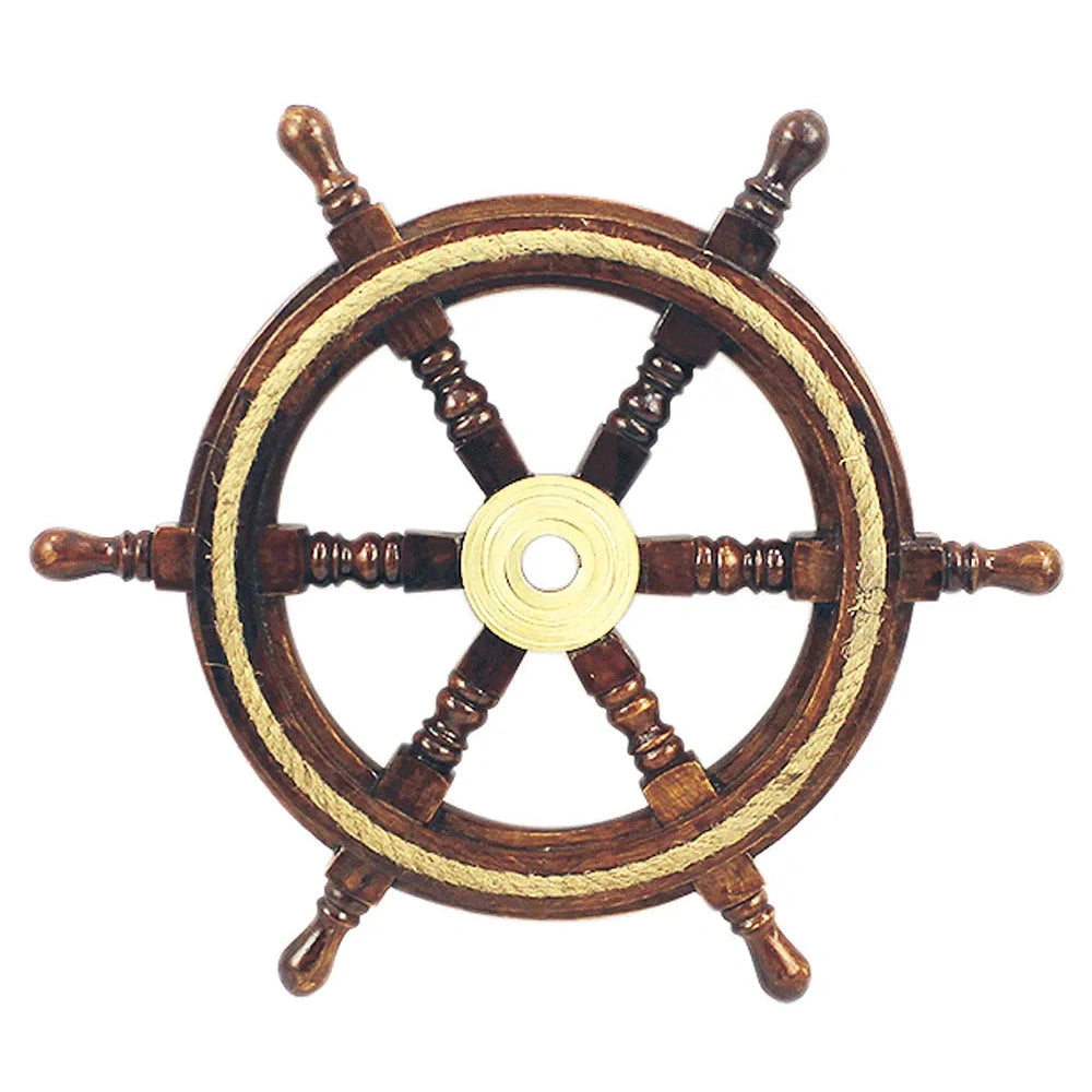 Kormánykerék kötélbetéttel, fa/sárgaréz, Ø: 30cm, B-minőség