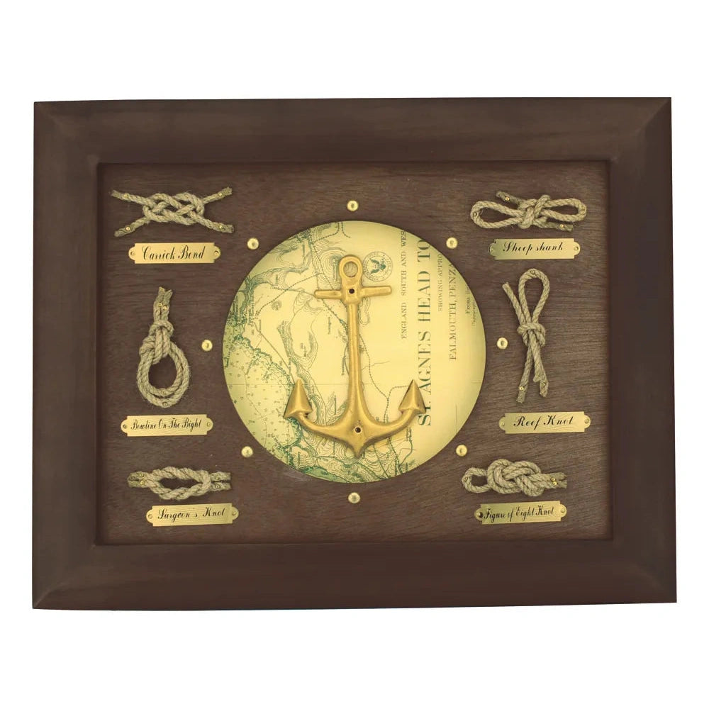 Kötélkeret, horgony és konts, fa, 38x30x3cm