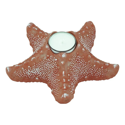Mécsestartó - Tengeri csillag, polikő, korall, m: 6cm, 17x17cm