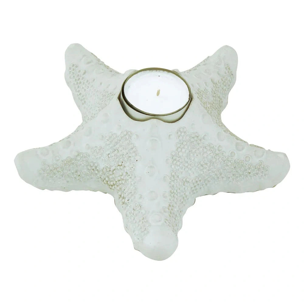 Mécsestartó - tengeri csillag, poliszton, fehér, ma: 6 cm, 17x17 cm