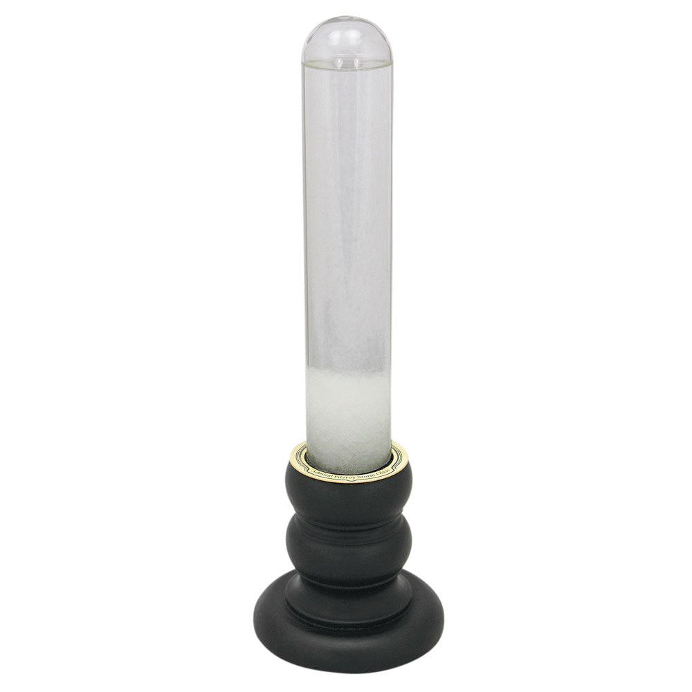 Oszlop alakú viharüveg, fa talppal, M: 27,5cm, Ø: 3,5/8,5cm