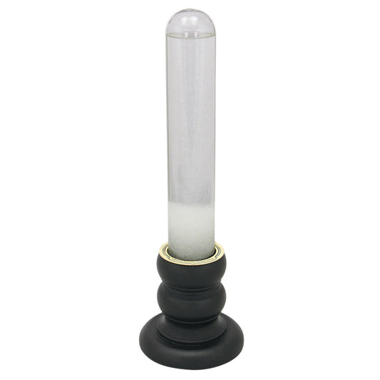 Oszlop alakú viharüveg, fa talppal, M: 27,5cm, Ø: 3,5/8,5cm