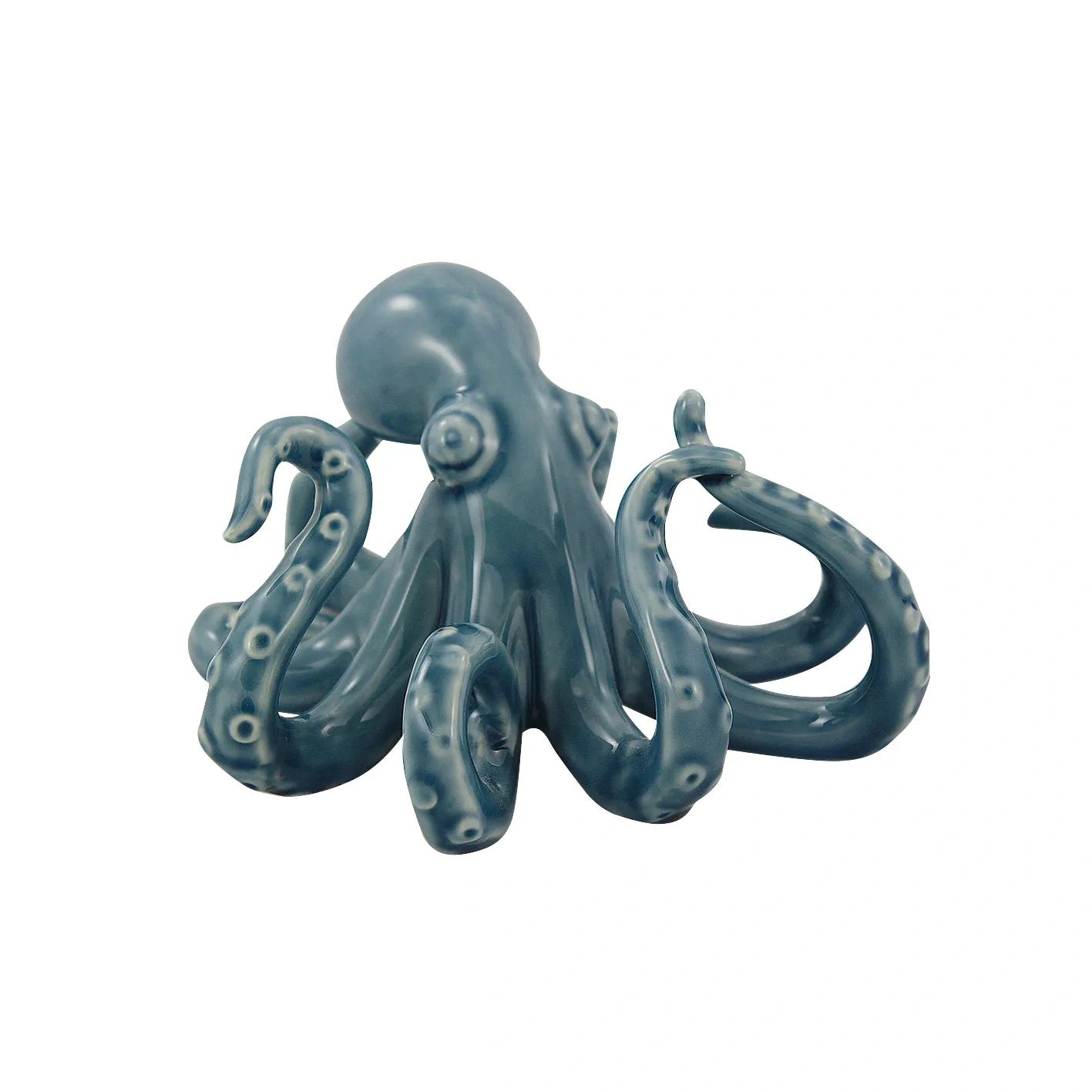 Polip, mázas kőedény, kék, 16x17x9,5cm