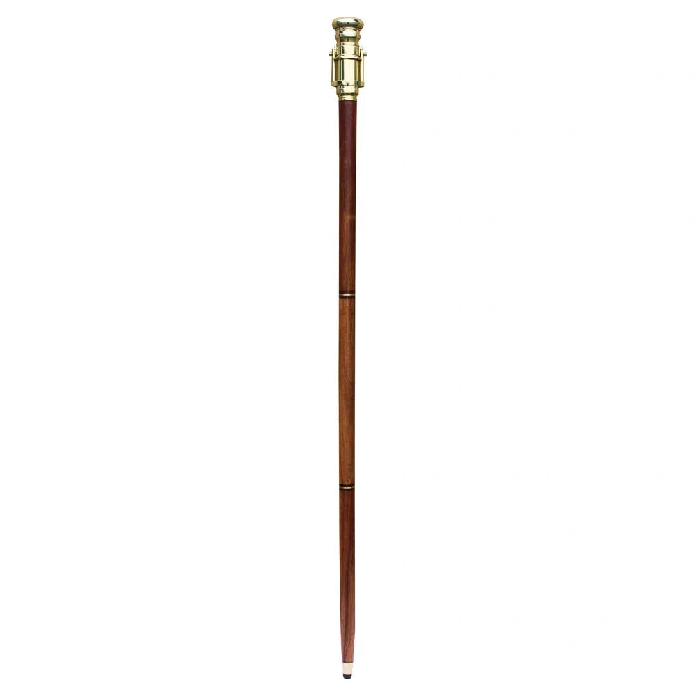 Sétabot távcsővel és üvegcsővel, fa/réz H: 99cm, Átmérő: 2,5/4,5cm