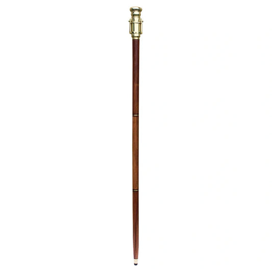 Sétabot távcsővel és üvegcsővel, fa/réz H: 99cm, Átmérő: 2,5/4,5cm