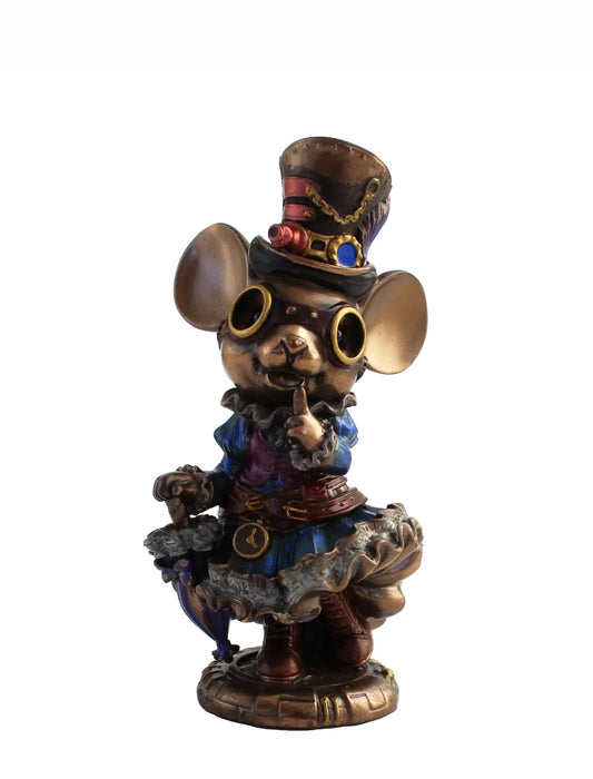 Steampunk kis nőstény egér bronz bevonatú szobor - MODIANO