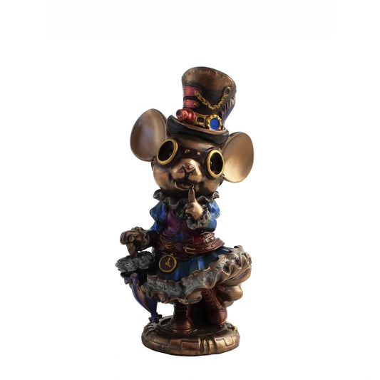 Steampunk kis nőstény egér bronz bevonatú szobor - MODIANO
