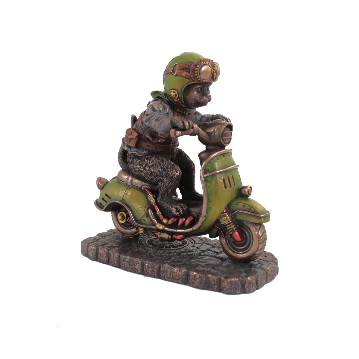 Steampunk macska robogón bronz bevonatú szobor - MODIANO