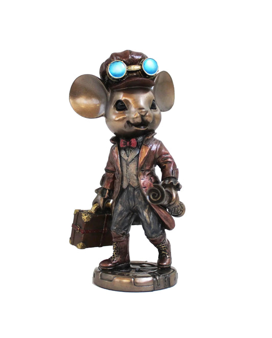 Steampunk utazó kis egér bronz bevonatú szobor - MODIANO