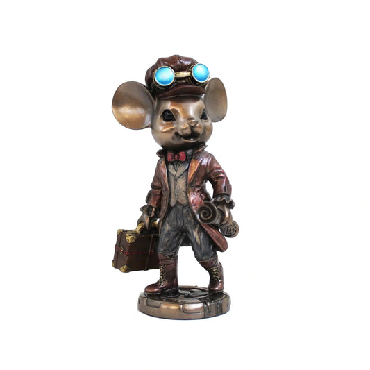 Steampunk utazó kis egér bronz bevonatú szobor - MODIANO
