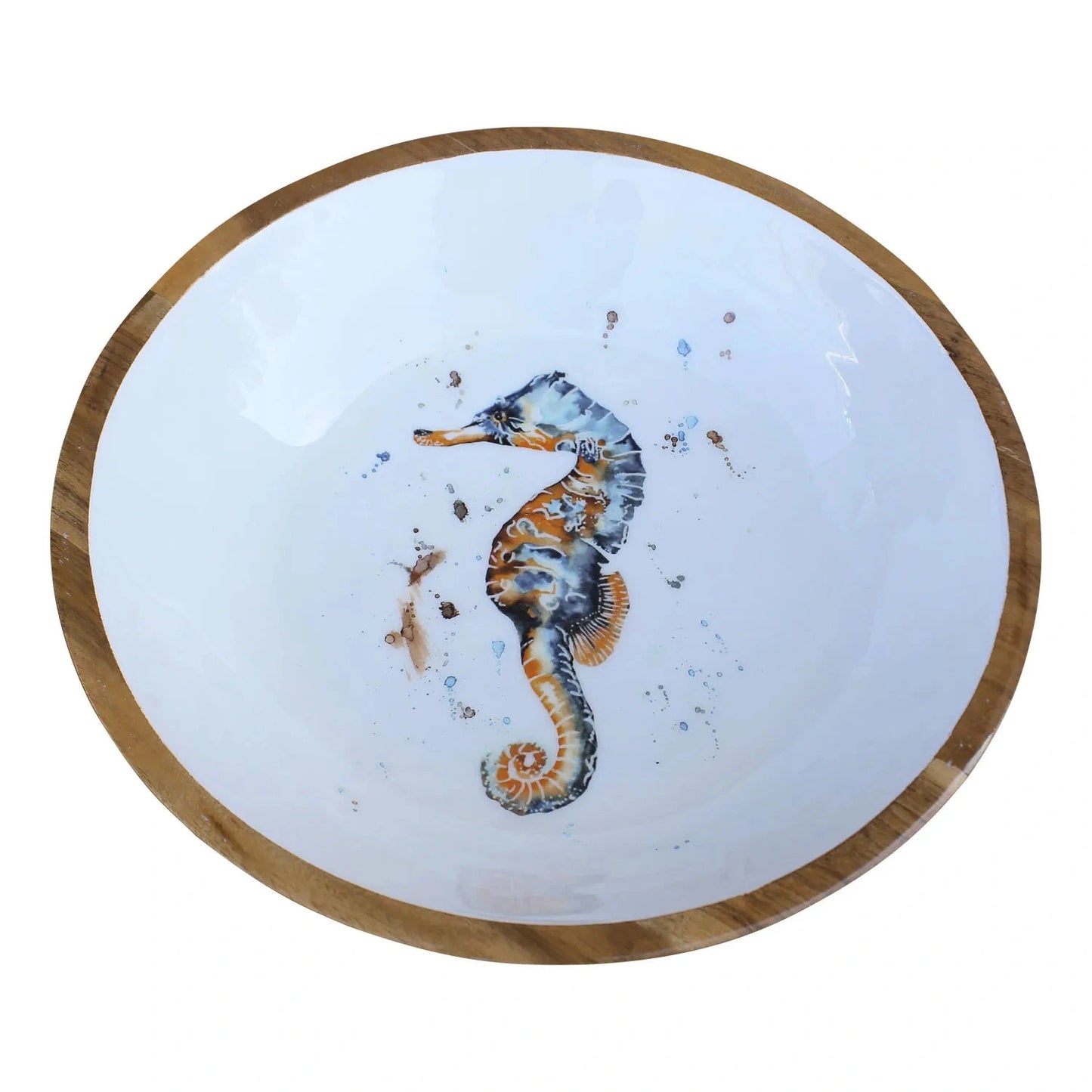 Tál - csikóhal, mangófa zománccal, átmérő: 30cm, magasság: 7,5cm