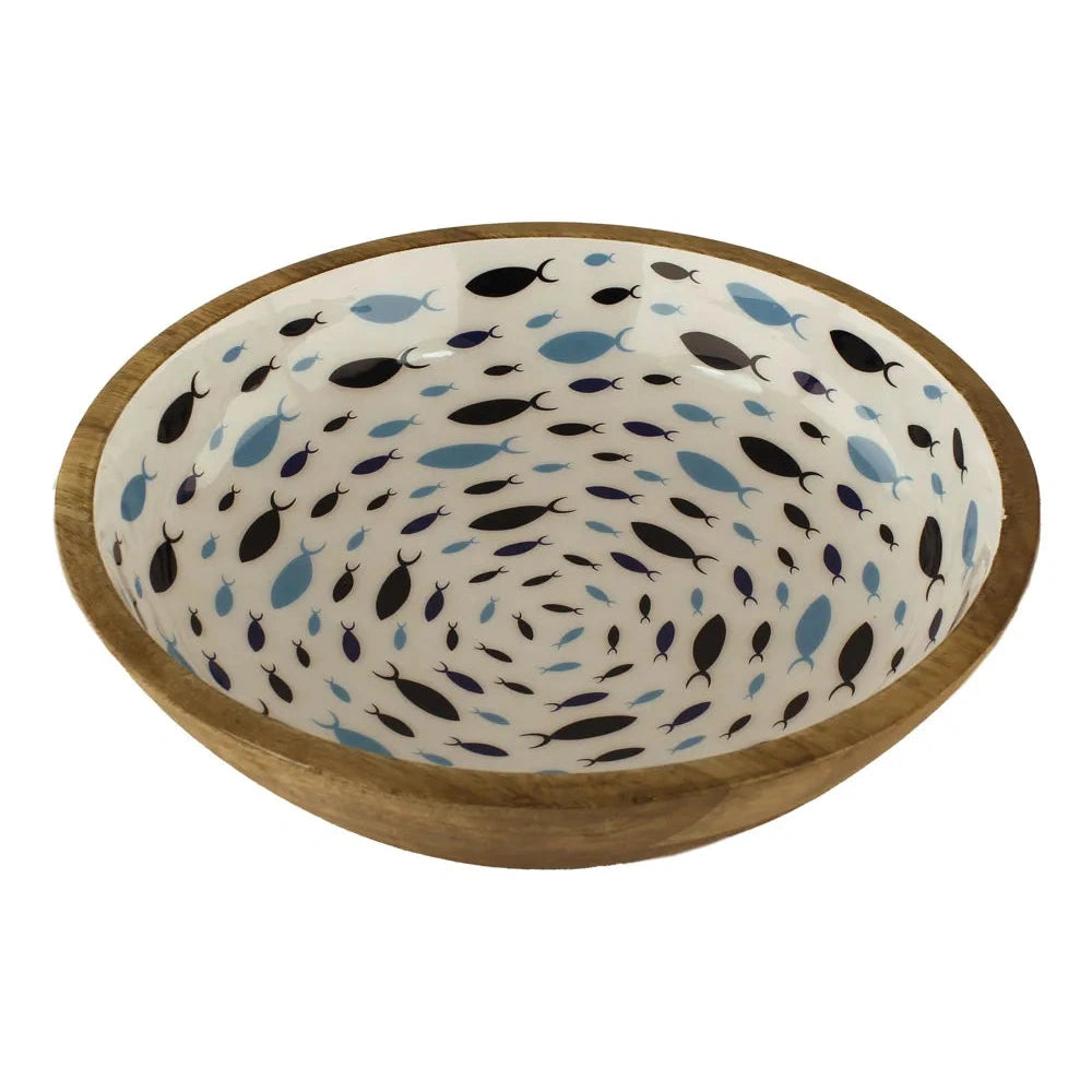Tál - Hal örvény, mangófa zománccal, Ø: 30cm, M: 7,5cm