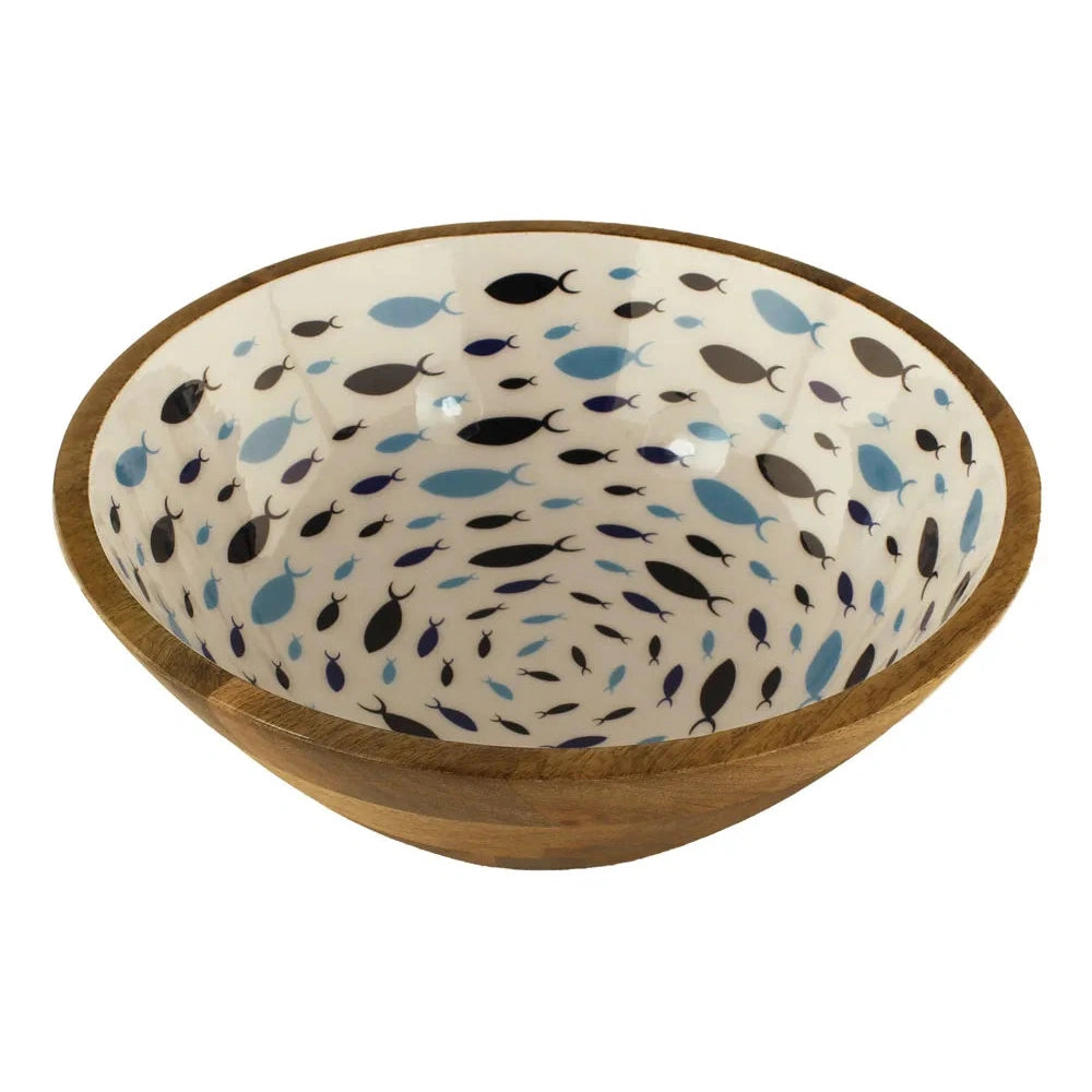 Tál - hal örvény, mangófa zománccal, átmérő: 30 cm, magasság: 10 cm