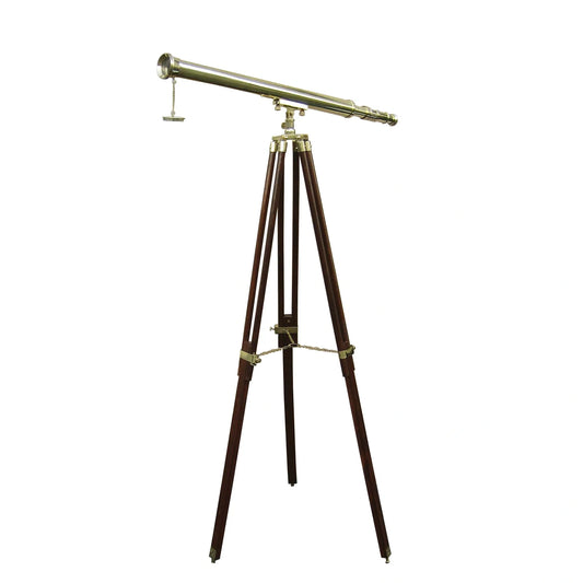 Távcső állványon, sárgaréz/fa, h: 100cm, m: 160cm