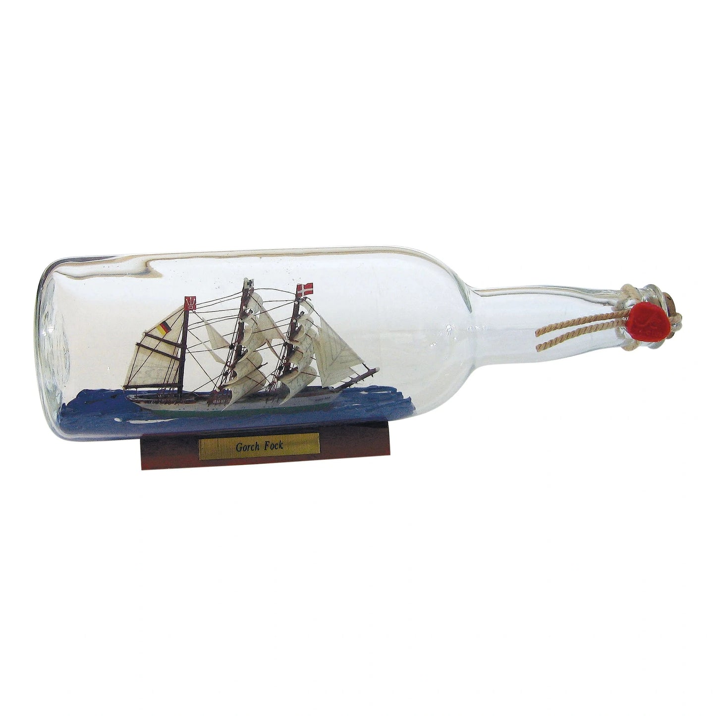 Üvegbe zárt hajó - gorch fock, 0,7l., H: 29cm, m: 9,5cm, ø: 8cm